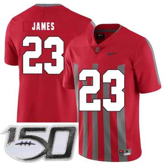 Ohio State Buckeyes 23 Lebron James Red Elite Nike College Football Stitched 150th Anniversary Patch Jersey (1)